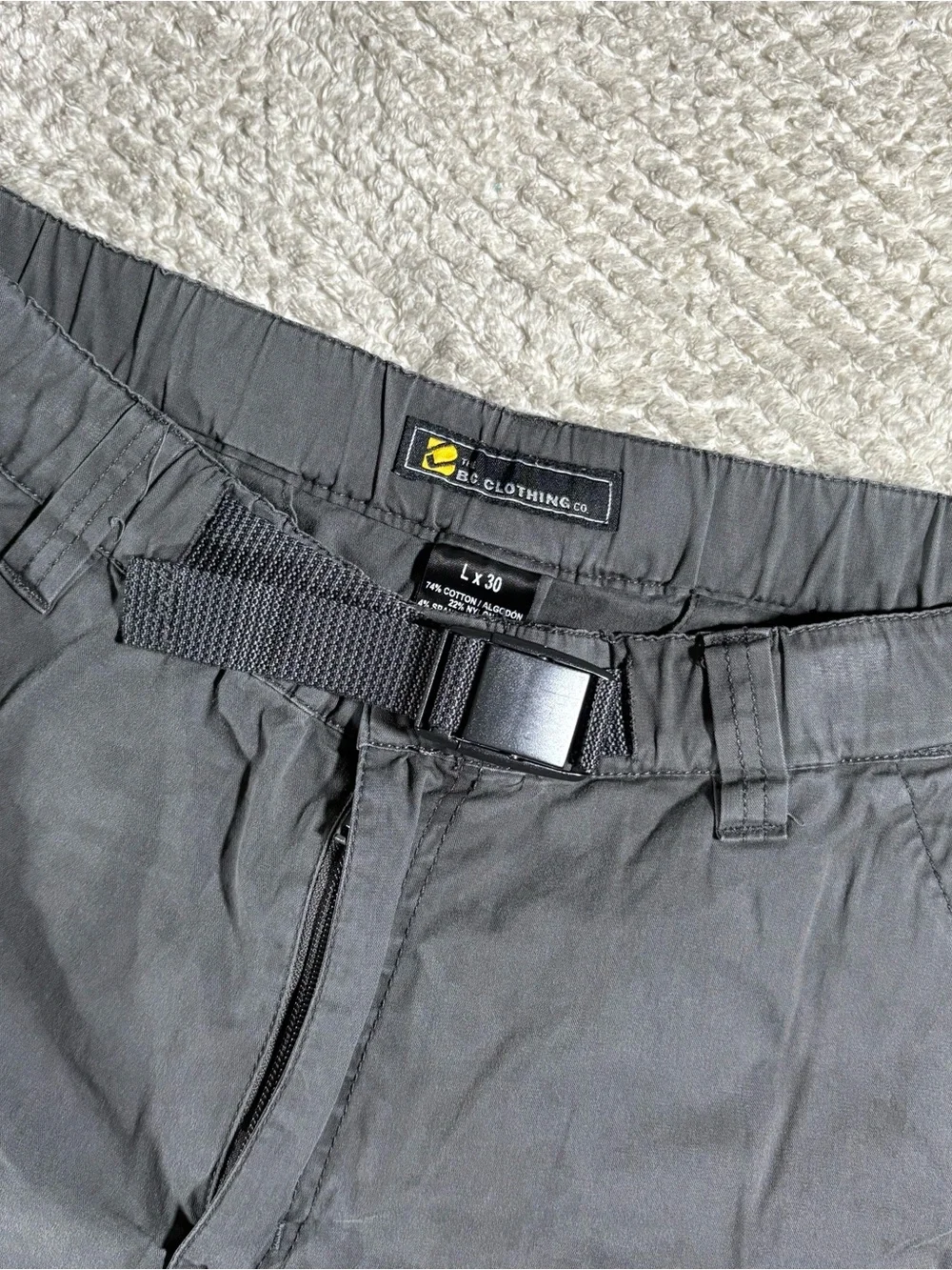 BC Clothing Men's Convertible Cargo Hiking Pants / Shorts Charcoal Large x 30”